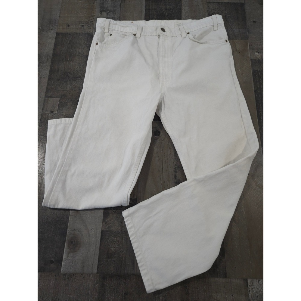 Vtg 1993 Levis 505 White Denim Jeans Orange Tab USA Made 38x30 Regular Straight